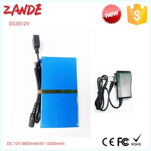 แบตเตอรี่ลิเธียมโพลิเมอร์แบบชาร์จได้ 12V 6800mAh 5V 13000mAh พร้อมพอร์ต DC และ USB สำหรับเครื่องเล่นดีวีดี กล้องวงจรปิด - Product Image 6