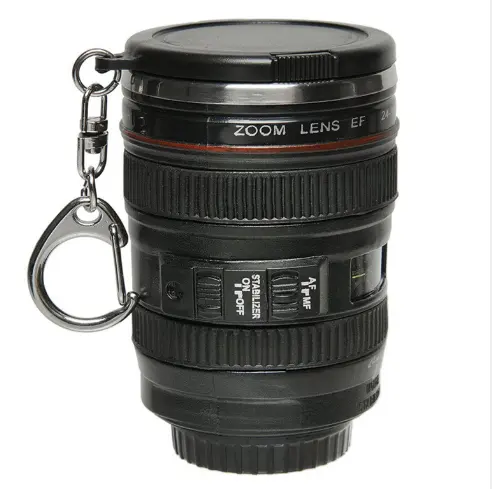 Popular Mini Plastic Insulated Tumbler - Camera Lens Drink Cup With Keychain & Lid