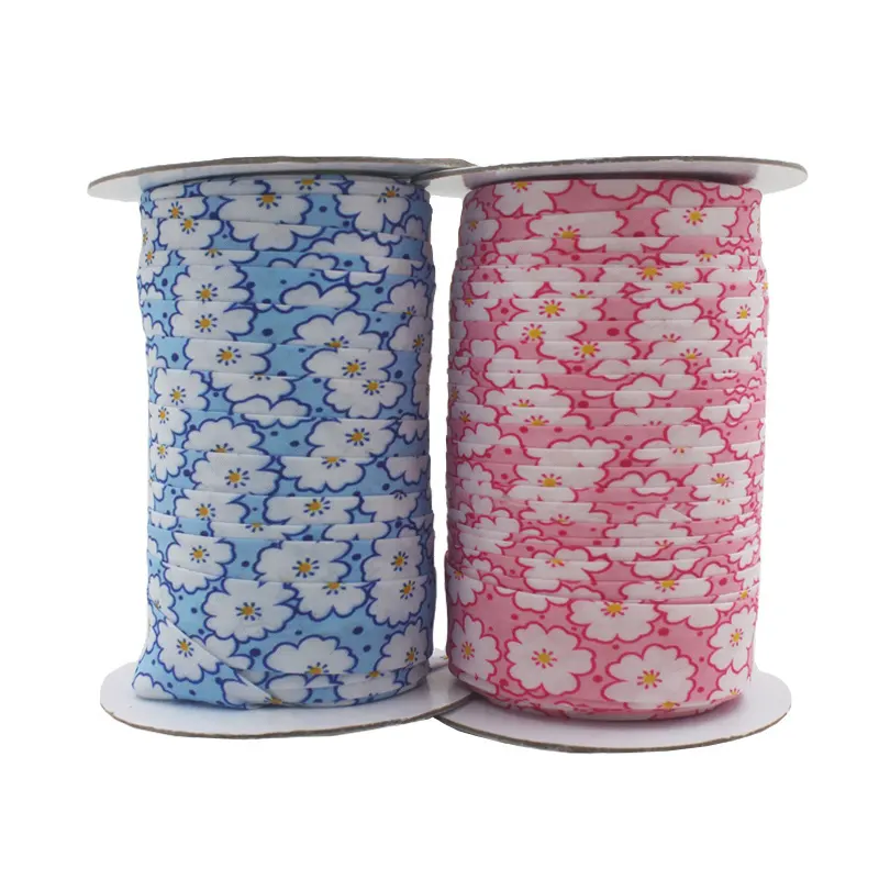Polyester 3/4"(20mm) Flower Print Satin Bias Tape Bias Binding For DIY Garment Sewing And Trimming