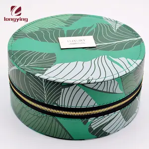 Anpassen kleine runde karton boxen mit pu leder zipper schmuck box für zipper lagerung box