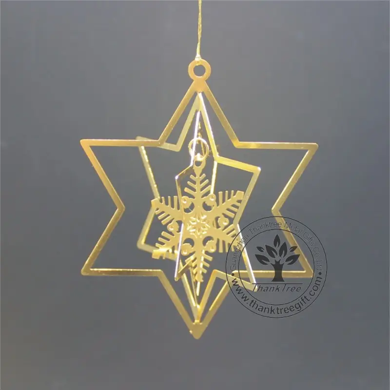 metal craft 3d metal Christmas ornament with snow flake