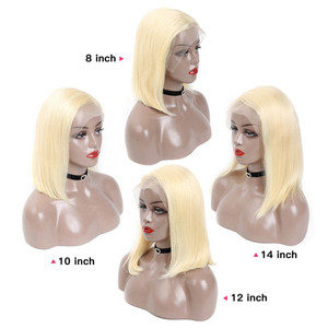 Perruque Bob lace front wig 613 péruvienne naturelle — ali queen, cheveux vierges, couleur rose orange bleu rouge 100% blond, 613, en stock, vente en gros - Product Image 3