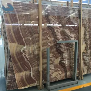 Retroiluminado de painel onyx, veias de grão de madeira marrom natural