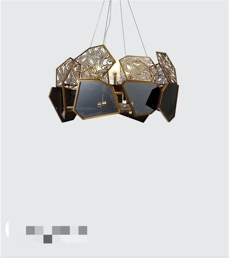 Unique modern gold and black stainless steel chandelier pendant lights