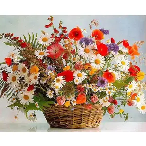 CHENISTORY DZ99931 생생한 꽃 DIY 그림 숫자로 손으로 그린 유화 캔버스에 아크릴 페인트 드롭 배송