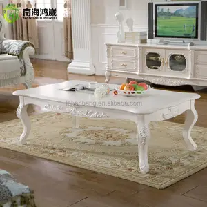 Wood French Provincial <strong>Coffee</strong> <strong>Table</strong> Hand Carved Solid Living Room Furniture Modern Rectangular <strong>Silver</strong> or Golden Stroke Excellent - Product Image 1