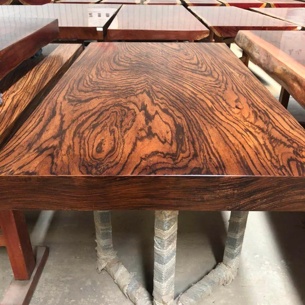 Factory Wholesale African Zebra Wood Slab Solid Wood Dining Table Top Dining Room Furniture And Bar Counter Top Custom Order