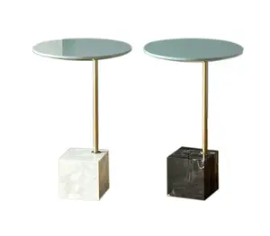 Modern luxury end table design small marble base round side table for living room furniture