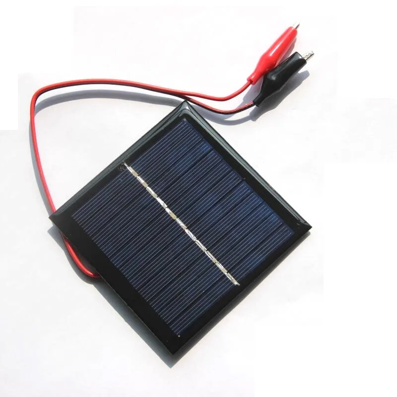 악어 클립을 가진 95*95*3mm 소형 태양 전지 널 태양 전지 패널 5.5V 1W 휴대용 다결정 실리콘 태양 발전기