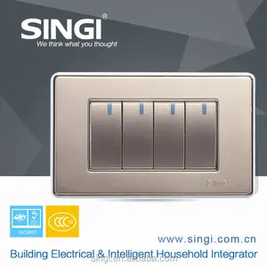 Eléctrico interruptor de pared 10A 4 banda única manera Zigbee LLEVÓ interruptor de la luz del color de oro 118*70mm