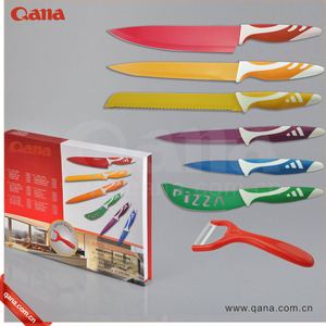 <span class=keywords><strong>Set</strong></span> di <span class=keywords><strong>Coltelli</strong></span> da Cucina QANA di Qualità Svizzera con Rivestimento Antiaderente in Ceramica, Coltello per Formaggio e Bistecca in Stile Damasco - Product Image 4