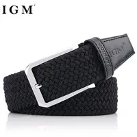 Custom Wholesale Knit Web Weave Woven Cotton Golf Polyester Fabric Unisex Adjustable Women Men Elastic Braided Stretch Belt