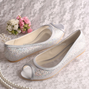 <span class=keywords><strong>Scarpe</strong></span> da Sposa Piatte con Punta Aperta e <span class=keywords><strong>Glitter</strong></span> <span class=keywords><strong>Argento</strong></span> - Product Image 3