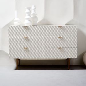 Armoire à <span class=keywords><strong>6</strong></span> <span class=keywords><strong>tiroirs</strong></span> avec <span class=keywords><strong>commode</strong></span> <span class=keywords><strong>double</strong></span>, meuble robuste et brillant, couleur blanche - Product Image 3