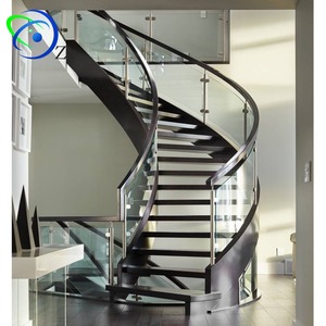 Balustrade en verre pour <span class=keywords><strong>escalier</strong></span> incurvé sur mesure/poteau en acier inoxydable avec pince à verre/rampe en verre en spirale <span class=keywords><strong>escalier</strong></span> - Product Image 2