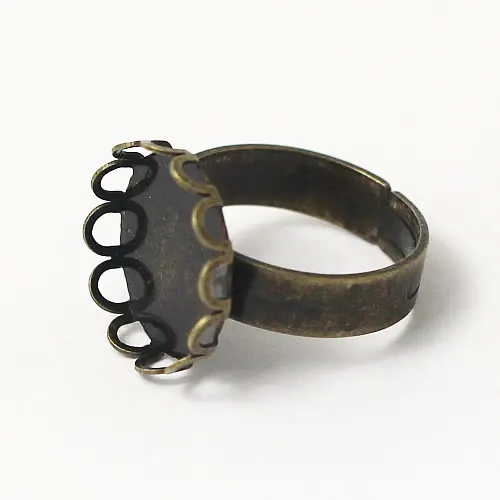 Beadsnice latón espacios en blanco para bisutería anillo base con 15mm camafeo redondo ajuste accesorios de joyería de moda ID 26493