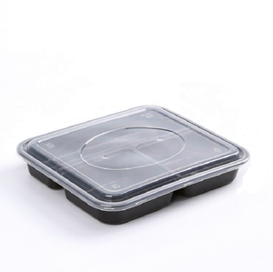 Disposable Black <strong>Plastic</strong> pp Takeaway <strong>square</strong> 3-compartment Bento Lunch Box Food <strong>Containers</strong> - Product Image 1
