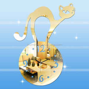 Artículos para <span class=keywords><strong>el</strong></span> hogar relojes de pared del gato en forma de acrílico artesanía decoración del hogar del reloj relojes diy 3d - Product Image 3