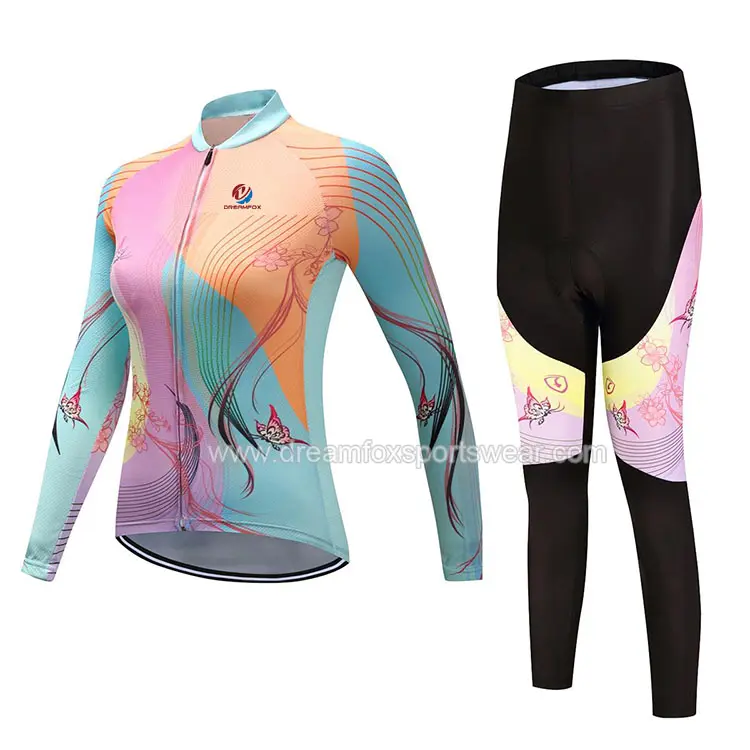 high performance cycling clothing for women wholesale custom sublimation cycling jersey set long sleeve bicycle cycling wear