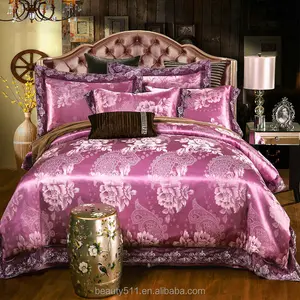 European style wedding bed sheet satin drill model jacquard lace 4pcs bed sheet set BSS34