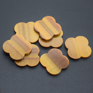Trébol de Cuatro Hojas Amarillo de Alta Calidad, Ojo de Tigre Natural de 12x12mm para Joyerí<span class=keywords><strong>a</strong></span> - Product Image 2