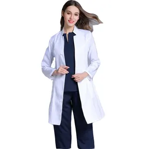 새로운 여성 스탠드 칼라 주름 방지 긴 소매 간호사 유니폼 치과 진료소 의사 outcoat