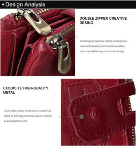 Portafoglio da <span class=keywords><strong>donna</strong></span> COWHERD personalizzato in <span class=keywords><strong>vera</strong></span> <span class=keywords><strong>pelle</strong></span> con blocco RFID, chiusura a bottone, tasche corte con cerniera vintage e fodera in poliestere - Product Image 6