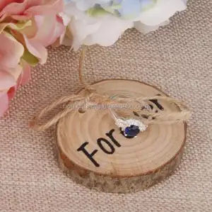 Wood ring pillows Slice Rustic Wooden Ring Holder Wedding Ring Holder with Burlap Creative Retro Wedding Decoration WT40