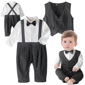 bebés gentleman chaleco tie Mamelucos ropa que sube del mono niños de modelado camiseta con manga larga subida de la ropa - Product Image 1