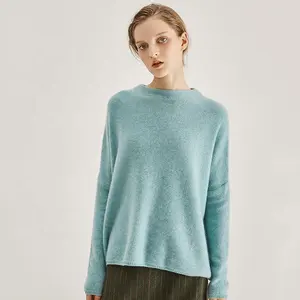 Sweater kasmir wanita, jaket rajut dasar polos modis musim gugur dan dingin 2024