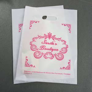 Sacs <span class=keywords><strong>de</strong></span> shopping en plastique blanc, professionnels, personnalisés, avec votre propre logo, poignée découpée pour le magasin, vente en gros - Product Image 1