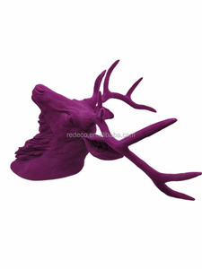 Tête de <span class=keywords><strong>cerf</strong></span> en résine artificielle floquée murale, décoration suspendue pour la maison - Product Image 5