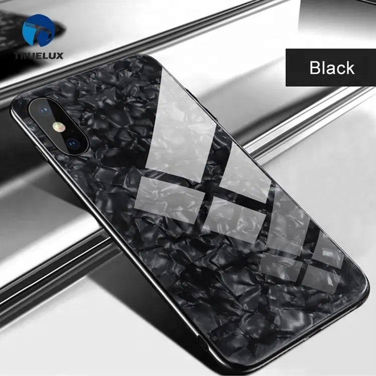 Fashionable Luxury for iPhone X 5 6 6S 7 8 Plus Anti Scratch Shell Texture Tempered Glass Case Cover