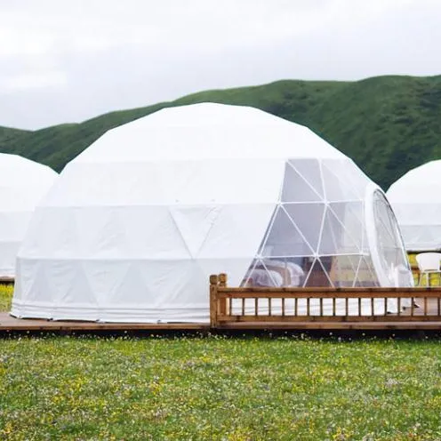 Tienda de campaña con cúpula geodésica de media Esfera de 6M de diámetro