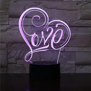 Valentines' gift I LOVE YOU Sweet Lover Heart Balloon 3D LED Lamp love design 7 colors changing acrylic 3d led night light