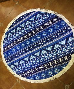 <span class=keywords><strong>Alson</strong></span> drop shipping Rond Serviette De Plage Avec Gland Vert et Blanc et Bleu Coton Cercle Serviettes De Plage - Product Image 2