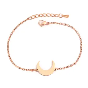 High Quality Simple Cheap Stainless Steel Jewelry For Students Cute Moon Bracelet