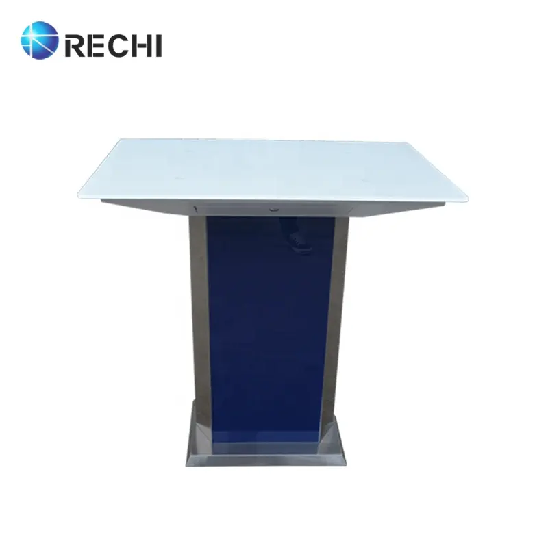 Rechi Custom Design & Fabricage Mobiele Telefoon Display Teller Tafel Met Natuur Fineer Tafelblad Oppervlak & 5G Verlichting Teken