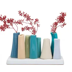 cute glazed dolomite ceramic flower plant vase for household decoration artificial flower or green fresh flower