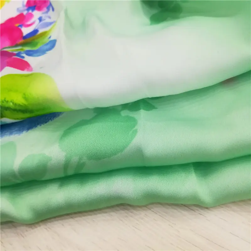 Digital printed silky 50D satin chiffon fabric for dress, soft printed satin fabric