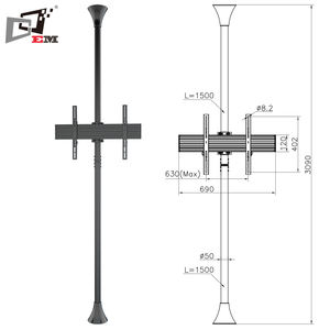 Up and Down Movement Exhibition Stand Floor <strong>TV</strong> <strong>Brackets</strong> <strong>50</strong> <strong>Inch</strong> for Single Screen - Product Image 6