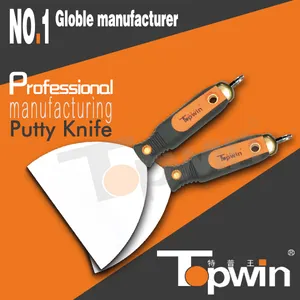 flexible stainless steel putty knife mirror polish hardware tools TPR PP handle construction tools