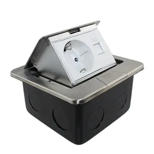 EU + RJ45 Tiêu Chuẩn Châu Âu Bật Lên Ổ Cắm Sàn Bạc Ổ Cắm Không Thấm Nước Hộp - Product Image 1
