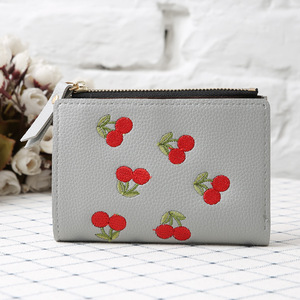 Portefeuille à fermeture éclair courte en cuir PU de conception de <span class=keywords><strong>cerise</strong></span> de style de mode pour des femmes, étui de <span class=keywords><strong>porte</strong></span>-carte de <span class=keywords><strong>porte</strong></span>-<span class=keywords><strong>monnaie</strong></span> de dame - Product Image 6
