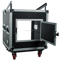 Estuche de Rack de Audio Profesional de Aluminio para Amplificador PA 10 Espacios con Parte Superior Inclinada para Mezclador y Ruedas