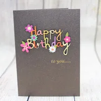 Venta directa de fábrica, venta al por mayor, diseño profesional, regalo, tarjetas de felicitación de papel hechas a mano, tarjetas de cumpleaños con flor
