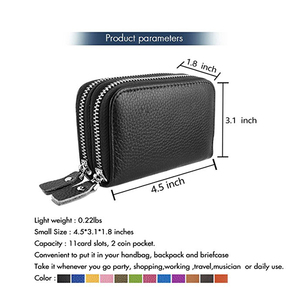 RFID Blocco della carta di Credito Del Raccoglitore delle donne Titolare della Carta <span class=keywords><strong>In</strong></span> <span class=keywords><strong>Vera</strong></span> <span class=keywords><strong>Pelle</strong></span> Con Cerniera <span class=keywords><strong>Portafoglio</strong></span> Carta di Credito - Product Image 2