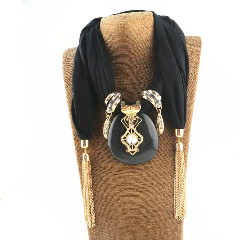 Fashion Pendant Triangle Crystal Jewelry Statement Scarf Necklace