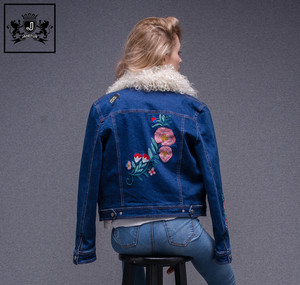Vente chaude de Haute Qualité Hiver Nouveaux Produits Filles <span class=keywords><strong>Jean</strong></span> Manteau Lady Moutons De Fourrure Denim Veste - Product Image 4
