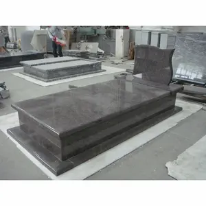 Good Quality European Style Black Granite Simple Design Tombstone